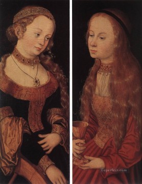 アレクサンドリアの聖カタリナと聖バルバラ ルネッサンス ルーカス クラナッハ長老 Oil Paintings